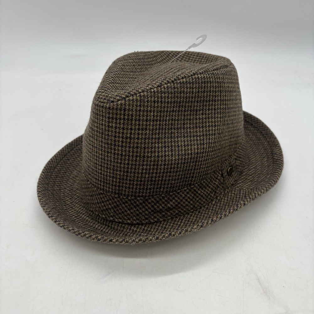 Vintage Stetson Fedora Hat Mens Medium Equalizer Brown Tweed Hat Wool Plaid
